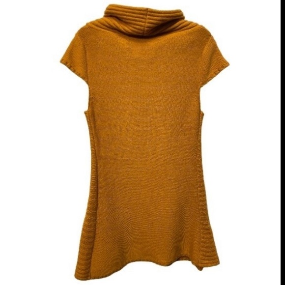 Anthropologie Sparrow Retro Knit Sweater Mini Dress Cowl Neck Orange size L - Picture 7 of 13